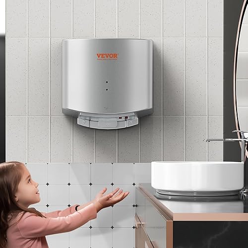 Miniatura 8 de VEVOR Secador de manos comercial resistente, soplador de mano de viento cálido ABS de alta velocidad automático de 1400 W, 120 V y esponja de filtro