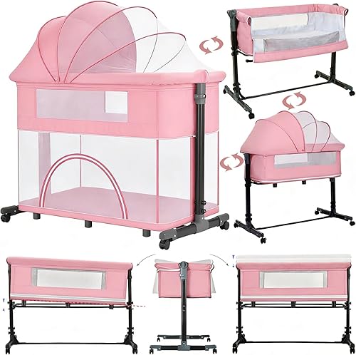 Miniatura 20 de Next to Me - Cuna cuna plegable para bebé, cuna para dormir conjuntamente, cuna convertible para cama infantil (X3 gris) X3 Gris,601 Gris,601