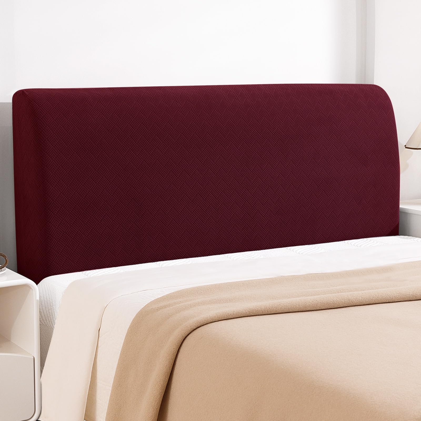 YSTELLAA Strecken Bettkopfteil Bezug, 120CM, Bordeauxrot