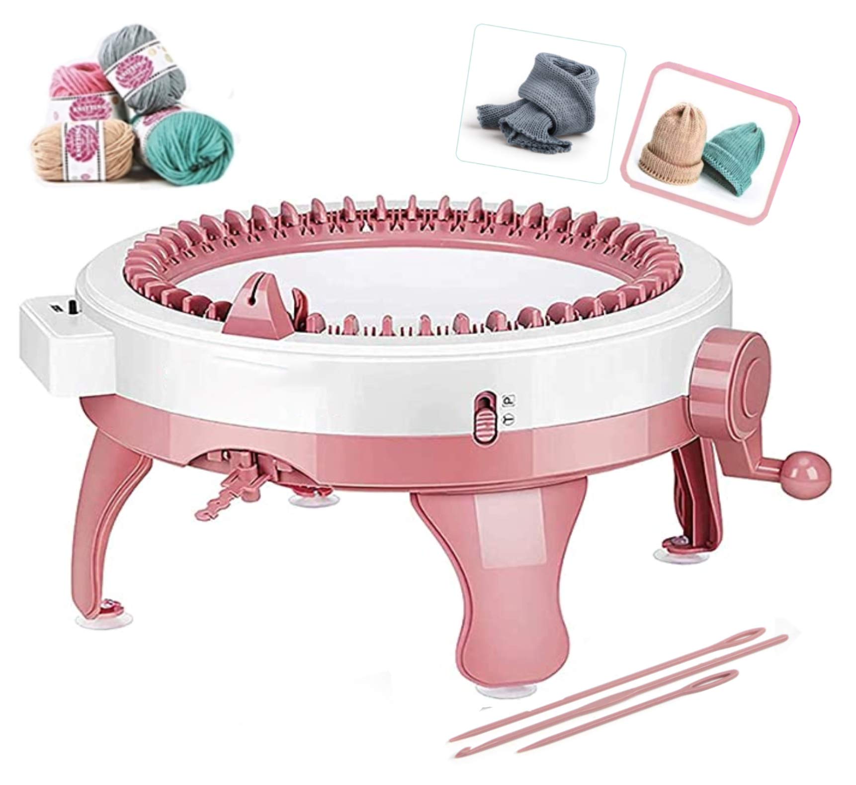 Knitting Machine,48 Needles Smart Knitting Loom Machine with Row Counter, Knitting Rotating Double Knit Loom Machine Kit for Adults/Kids DIY Knit Scarf Hat Sock(Brown)