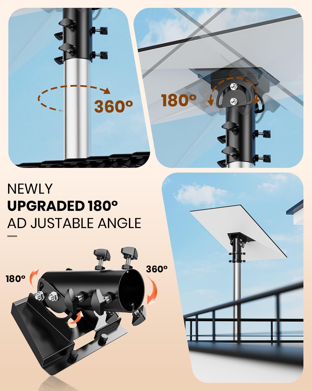 Adaptador de tubo Starlink Gen 3 de 360°, soporte de mástil Starlink, placa de montaje Starlink V3 para techo, compatible con la antena estándar Starlink, se adapta a mástiles de 28-54 mm