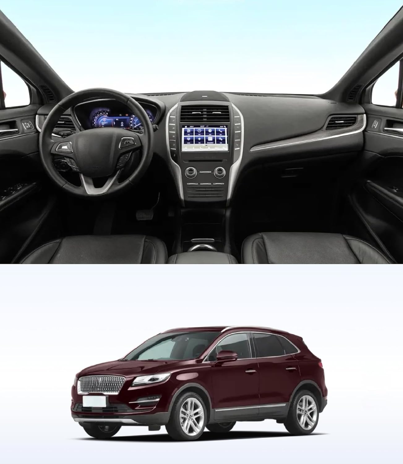 Car Dashboard Cover Mat Carpet Compatible for 2015 2016 2017 2018 2019 Lincoln Mkc Without HUD with Warning Light Dash Mat Sunshade Windshield Glare Black