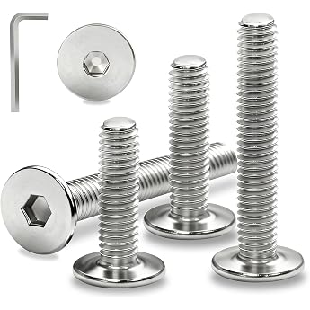 Flat Head Screws M6 x 40 mm Screws Stainless Steel A2 V2A Rounded Head Screws Hexagon Socket Pack of 15 Furniture Screws Full Thread Machine Screws for Furniture Household Construction Repairs