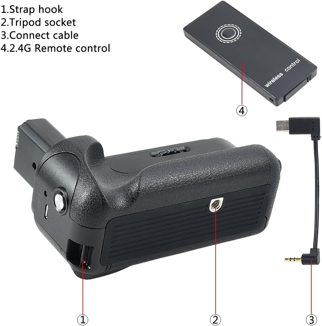 DSTE Pro IR Remote Control VG-6300 Vertical Battery Grip + 2X NP-FW50 Battery Compatible with Sony A6300 A6400 A6100 A6000 Digital Camera