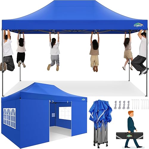 Miniatura 29 de COBIZI Tienda de campaña emergente portátil de 10 x 10 pies con 4 paredes laterales, toldo comercial resistente UPF 50+, toldo impermeable para todo