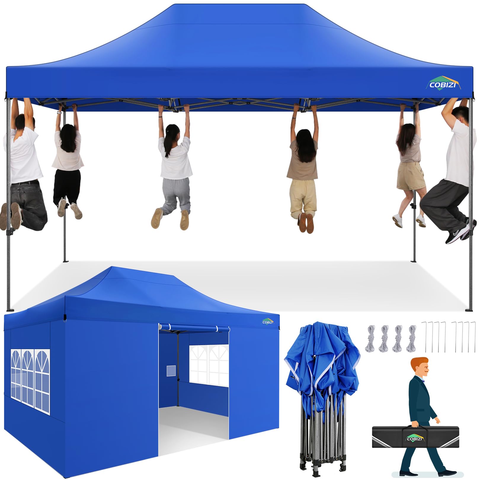 COBIZI 10x15 Heavy Duty Pop up Canopy Tent with Sidewalls Commercial Canopy