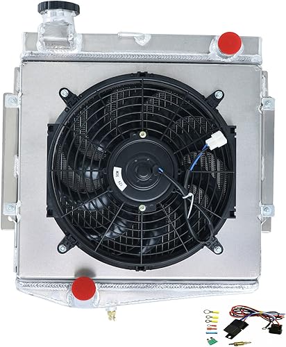 HKAUTOPART Radiador para 1969 1970 Datsun 2000 camión 2.0L L4 de gas, radiador de aluminio de 4 filas de rendimiento completo + ventilador de 12