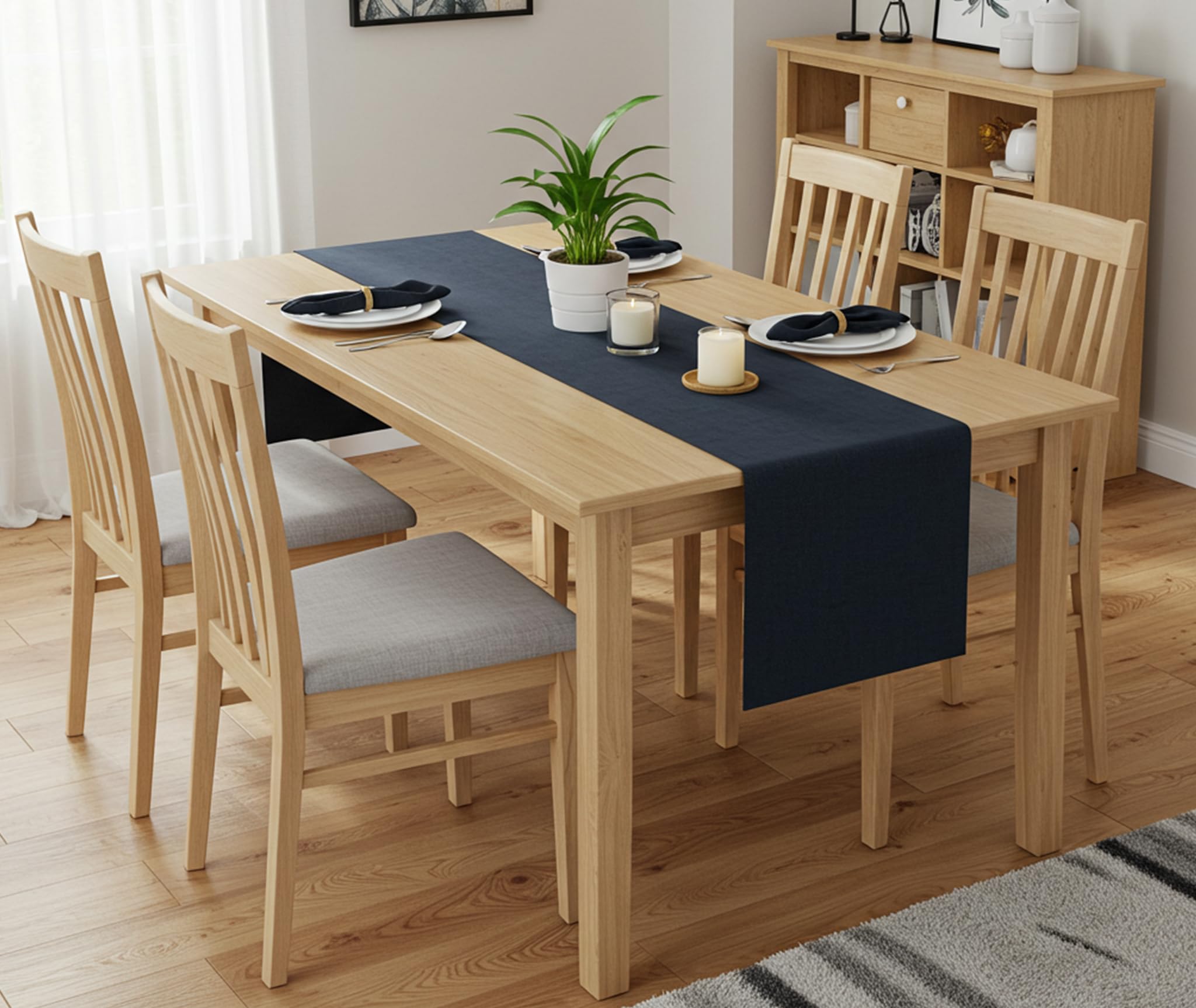 Magna Collection Table Runner - Black Table Runners for Dining Table 33cm x 240cm - 100% Cotton, Durable, and Wrinkle-Resistant Stitching, Ideal for Christmas Party Decoration