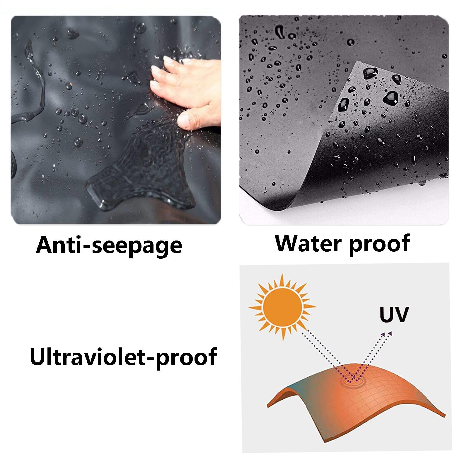 HDPE Kautschuk Teichfolie für Schwimmbäder UV- und witterungsbeständig leicht zuschneidbar ideal für Garten- und Teichzubehör schwarz 1x2m