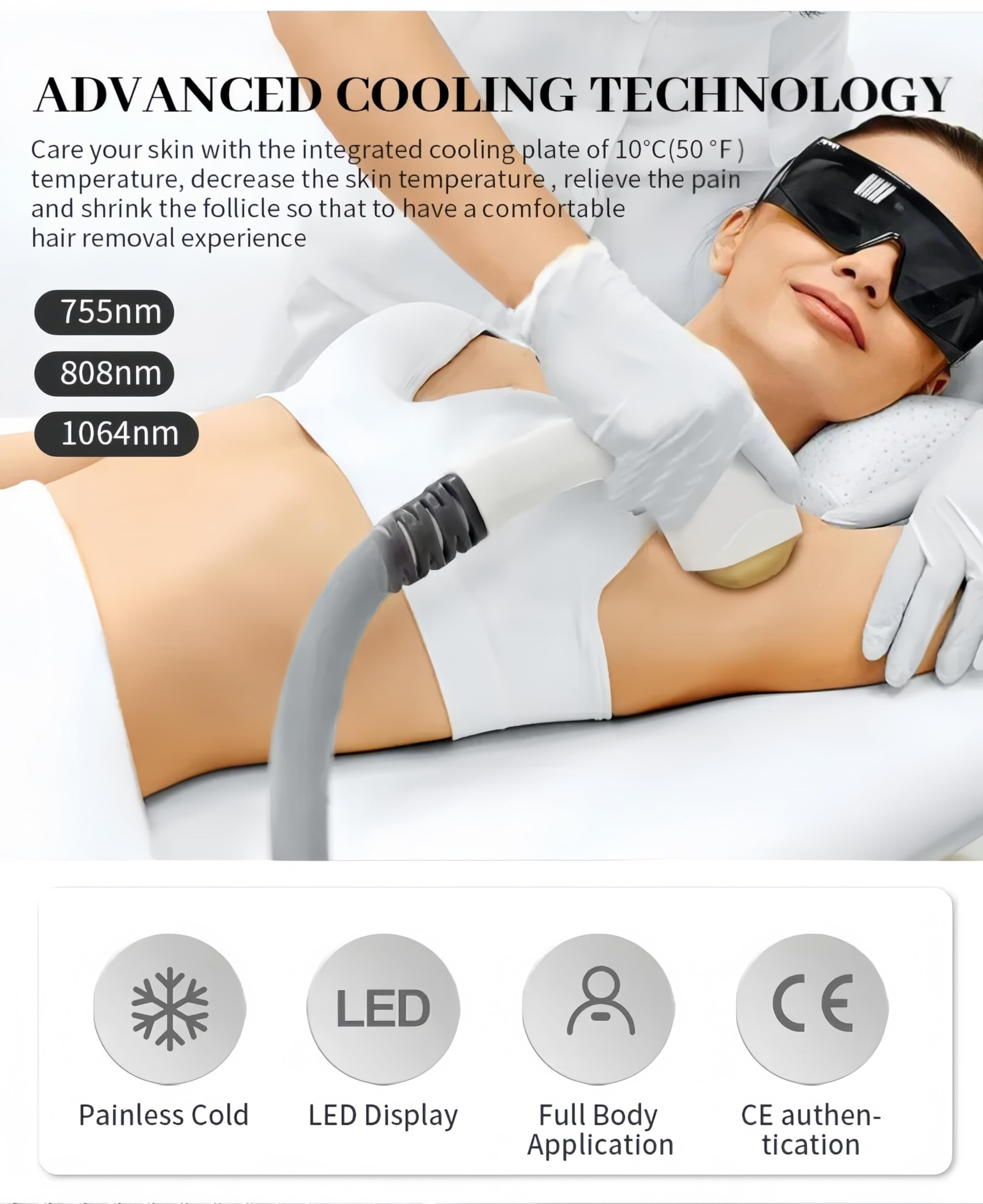 Il laser del diodo 808NM rimuove l'epilatore del laser 4000W professionale della macchina dei capelli rimozione permanente dei capelli del titanio del ghiaccio 4 lunghezze d'onda Salone