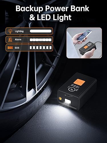 Miniatura 6 de Inflador de neumáticos, compresor de aire portátil, 22 cilindros, bomba de neumáticos 6 veces más rápida, bomba de aire de 150 PSI para automóvil,