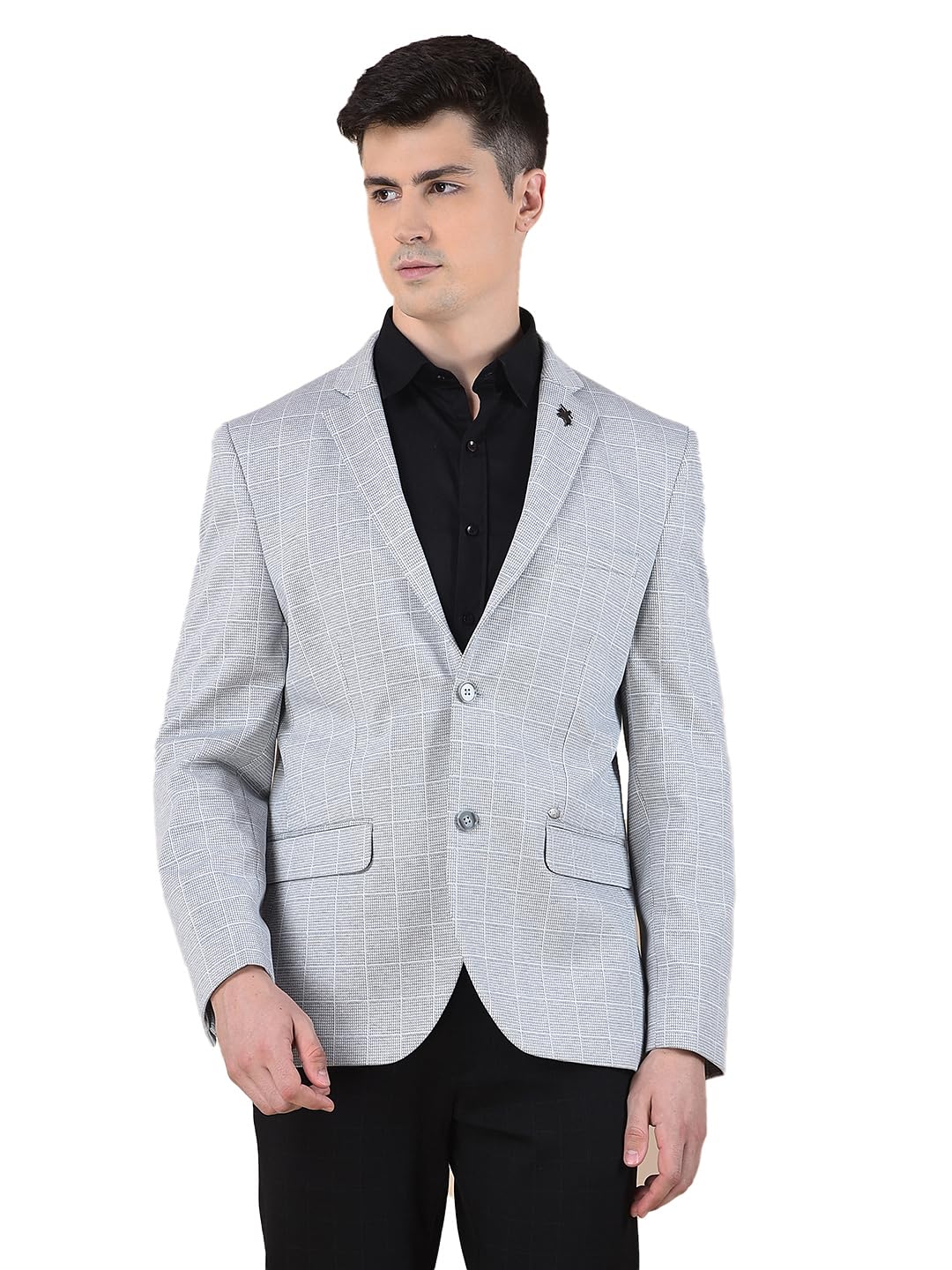 Blazer for Men | Premium Casual Blazer Slim Fit Notched Collar Terry Rayon Fabric Checkered Pattern (P_MBZC00092)-image-0