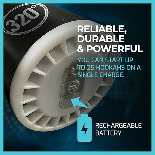 Miniatura 6 de Bomba eléctrica de cachimba 320 – Batería recargable de 1300 mAh con luz LED – Kit de inicio universal para shisha ayudante – Sin nicotina