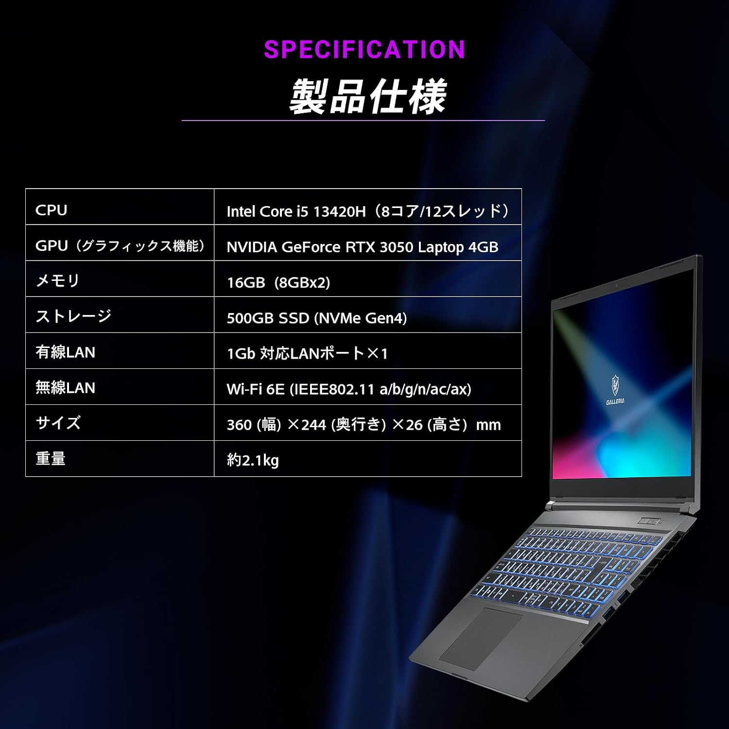 GALLERIA RL5C-R35-5N 15.6 RTX 3050 Core i5-13420H Martinique | Ubuy