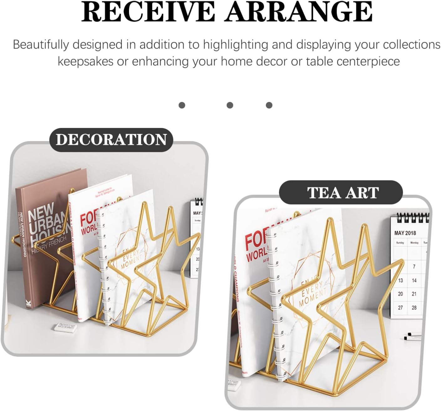 Creative Iron Art Desk Bookshelf Adjustable Magazine Rack and Desktop Organizer for Office Vinyl Record Holder File Folder Storage for Home and Classroom