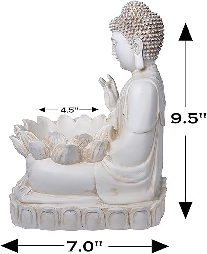 Miniatura 3 de Maceta de Buda – Poliresina de 9.5 pulgadas de alto – Soporte para maceta Zen para suculentas, flores, cactus, estatua de jardín de loto para