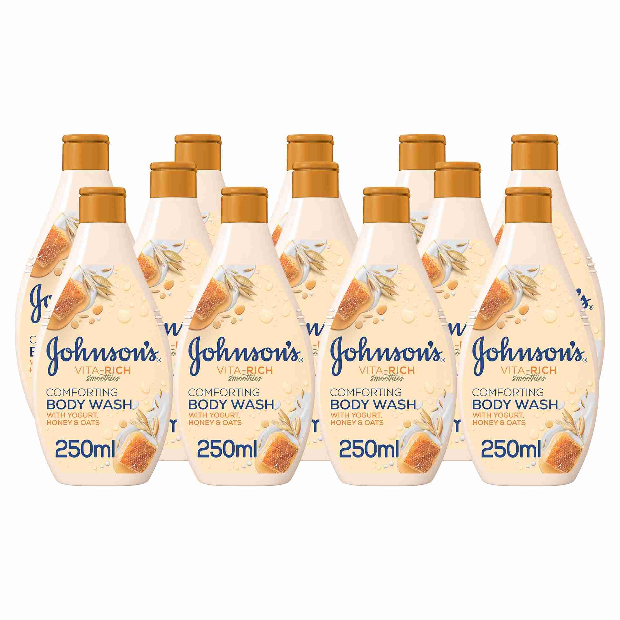Johnson & Johnson Body Wash - Vita-Rich, Smoothies, Comforting, Yogurt, Honey & Oats, 12x250ml
