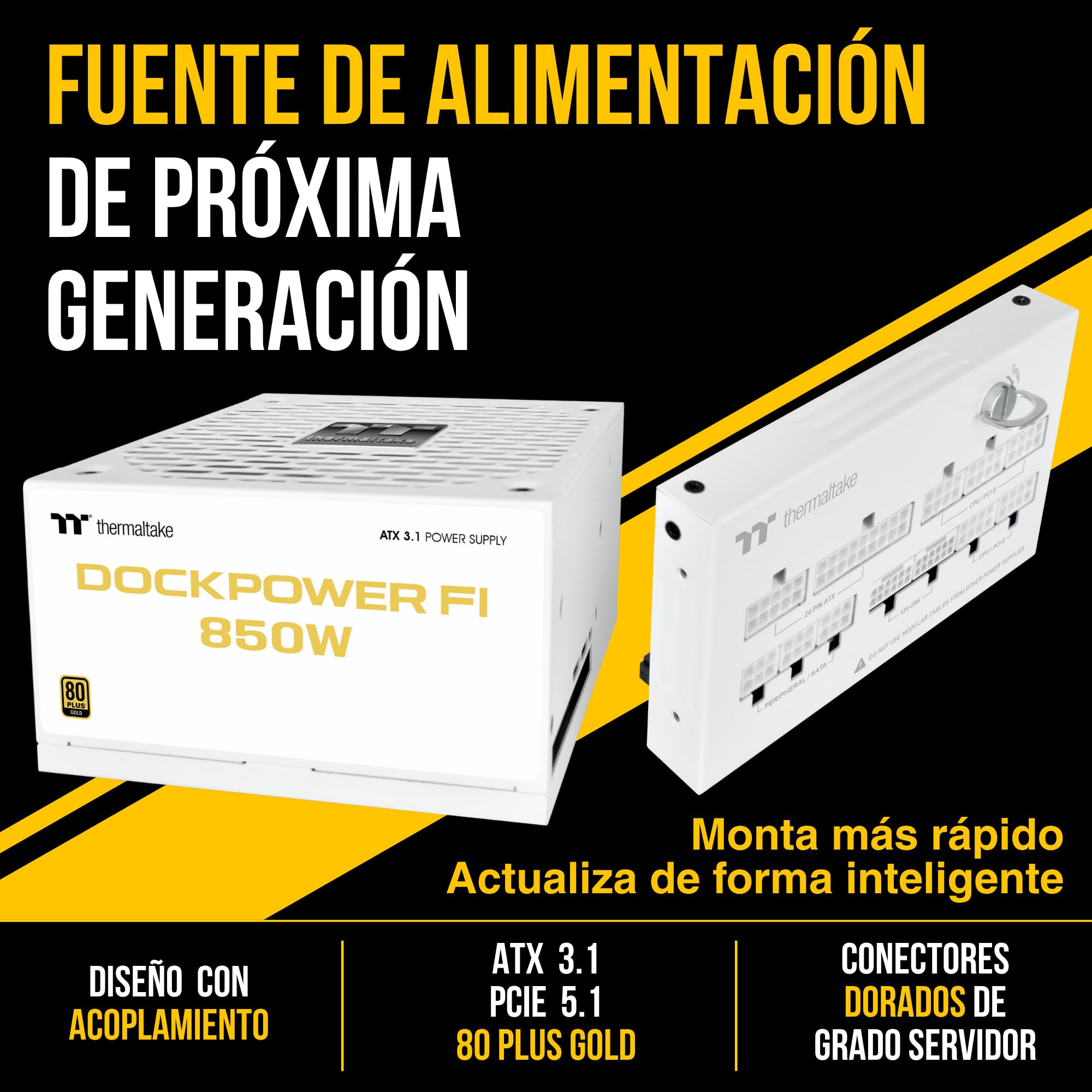 Thermaltake Dockpower FI 750W | PSU ATX 3.1 PCIe 5.1 80 Plus Gold Blanco