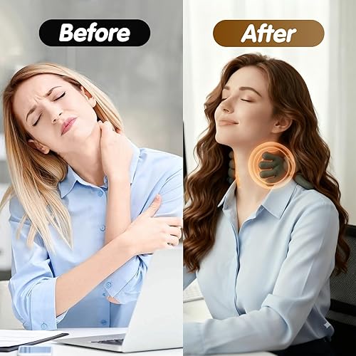 Miniatura 6 de Siasoo - Masajeador de cuello calentado, inalámbrico, portátil, shiatsu para cuello y hombros profundos, almohada de masaje 4D, diseño de mano