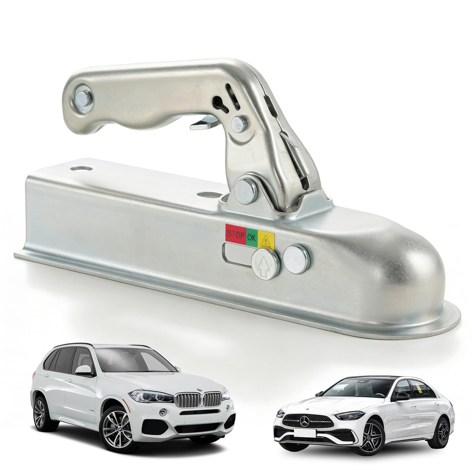 BORDEAG Gancio di traino universale, 50 mm, attacco sferico 800 kg, giunto sferico per tubo quadrato, rimorchio ideale per camper, rimorchi merci