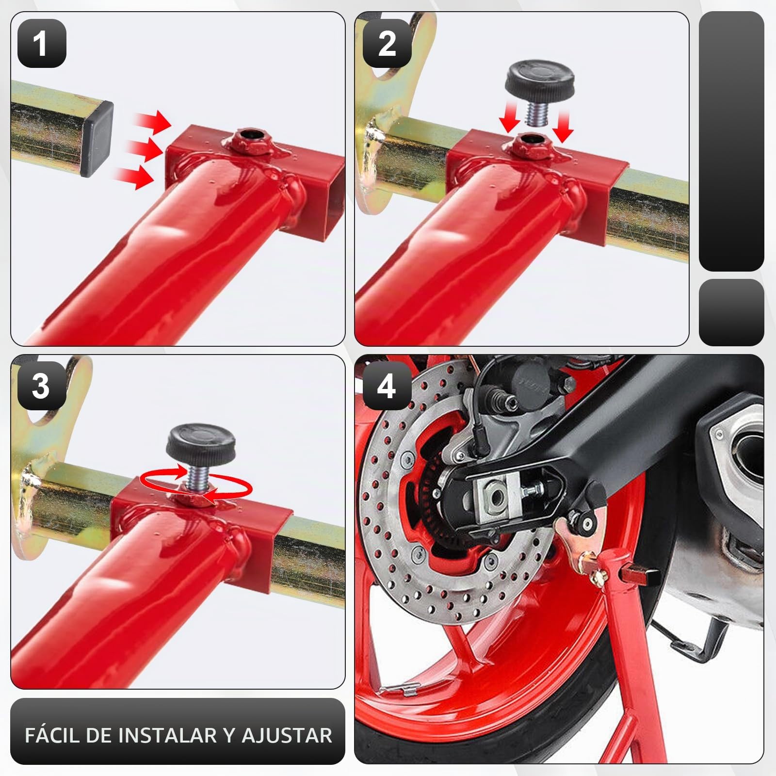 EFUTURETIME 2 Piezas Adaptadores para Caballete Trasero de Moto Universal, Soporte de Basculante de Moto 20 X 20 X 118 mm, Mantenimiento de Garaje, Limpieza de Moto, Forma de U