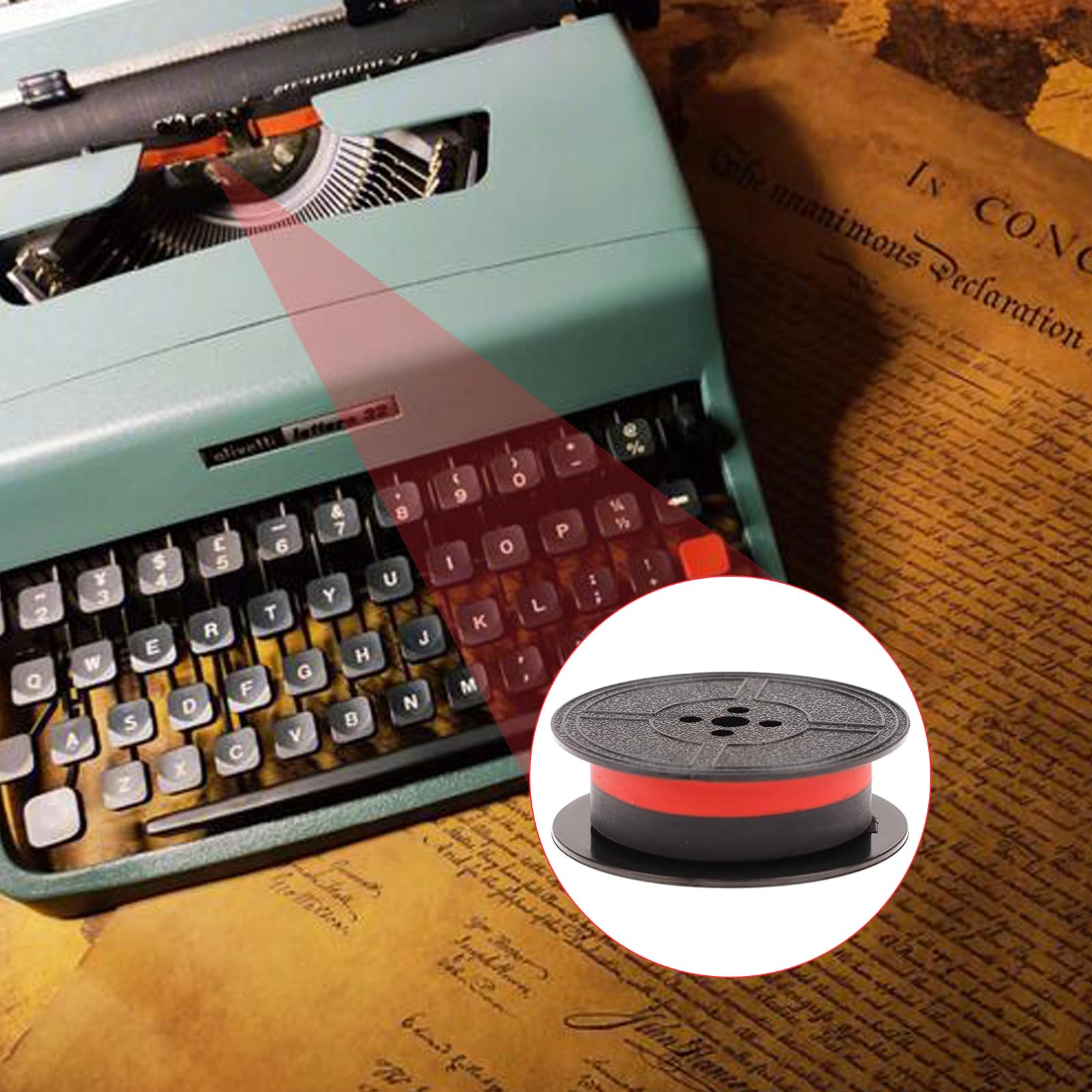 Rubans Machine à Écrire - Lot De 2 - Bicolore Noir/Rouge - Compatible OKI ML80-93, TEC, UNDERWOOD - 5 M - 6