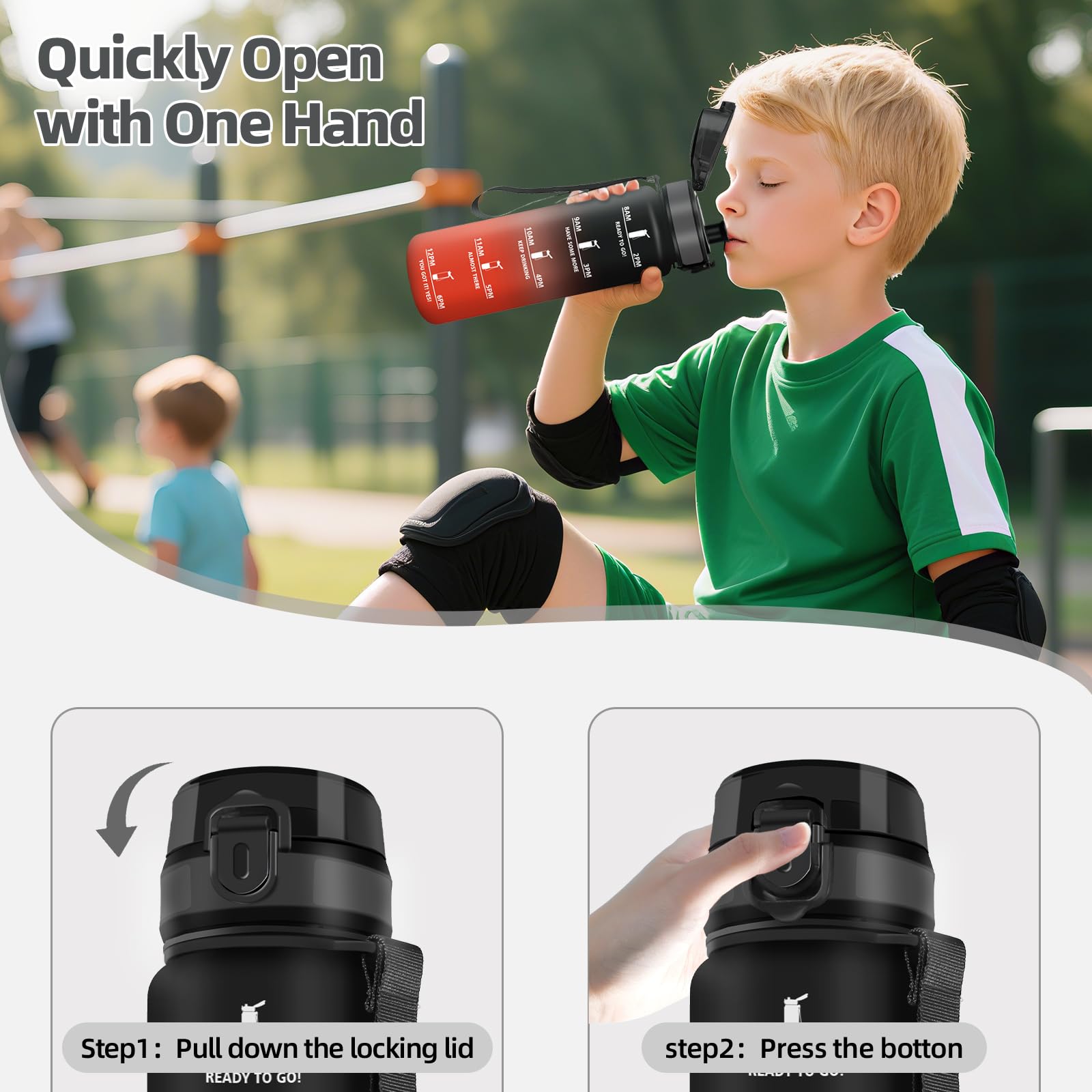 HoneyHolly Borraccia, 500ML A prova di perdite Borraccia Motivazionale, Riutilizzabile Borraccia Bambini, Semplice e Portatile, Bottiglia Acqua per Corsa, Bicicletta, Lavoro, Scuola, Borracce