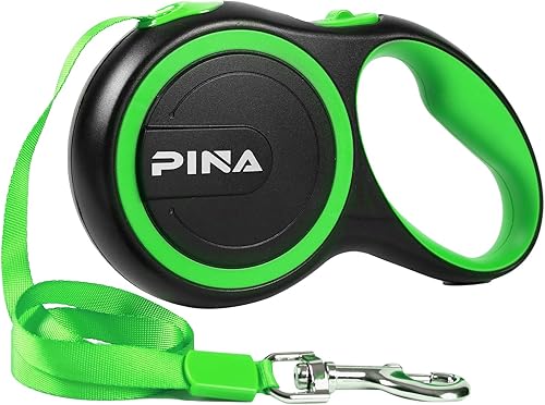 Miniatura 9 de PINA - Correa retráctil para perros, de 26 pies, para perros pequeños, medianos y grandes de hasta 110 libras, cinta de nailon reflectante Negro