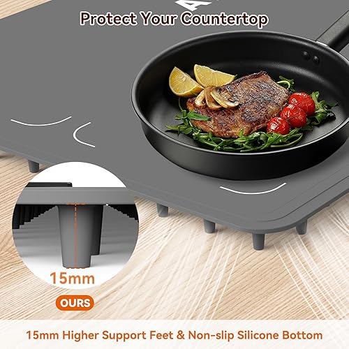 Miniatura 6 de Tapete de calentamiento de alimentos de grafeno, control independiente de doble zona, (XXL 36 x 17 pulgadas), bandeja de calefacción eléctrica con 6