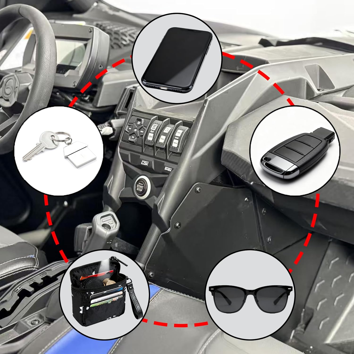 FinFox Center Storage Cover for Maverick X3,Center Console Covers Compatible with Can Am Maverick X3 MAX XRS XDS Turbo R RR 2017-2024 Accessories