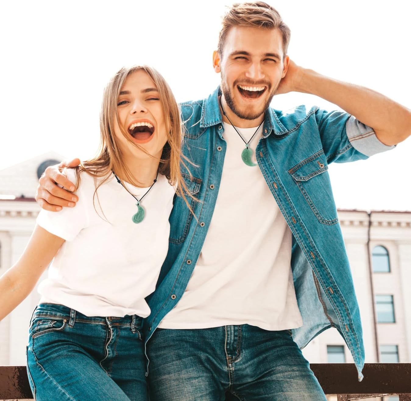 COAI Green Aventurine His and Hers Necklaces, Phoenix Dragon Yin Yang Necklaces for Couples