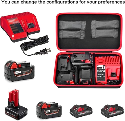Miniatura 2 de Estuche de almacenamiento extra grande para baterías Milwaukee M18M12 de iones de litio organizador de cargador de baterías con capacidad para
