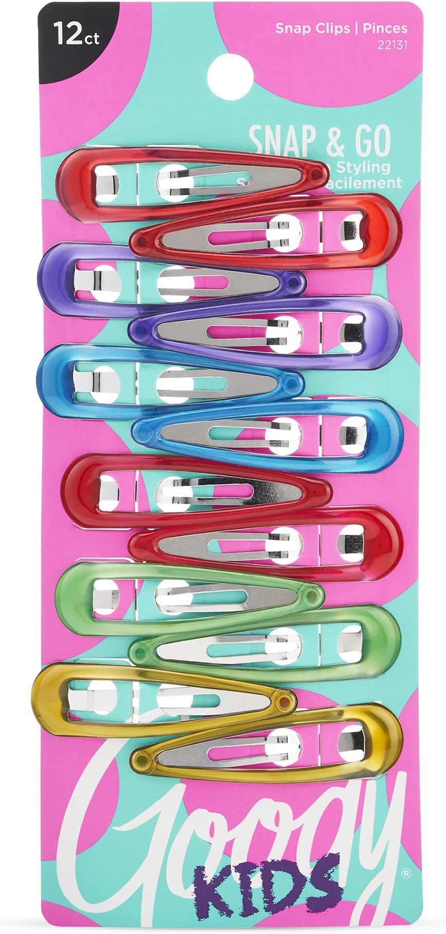 GoodyProposed Value: Kids Contour Snap Clips - 12 Count, Assorted Colors - Just Snap Into Place - Suitable For All Hair Types - Pain-Free Hair Accessories For Women And Girls - All Day Comfort