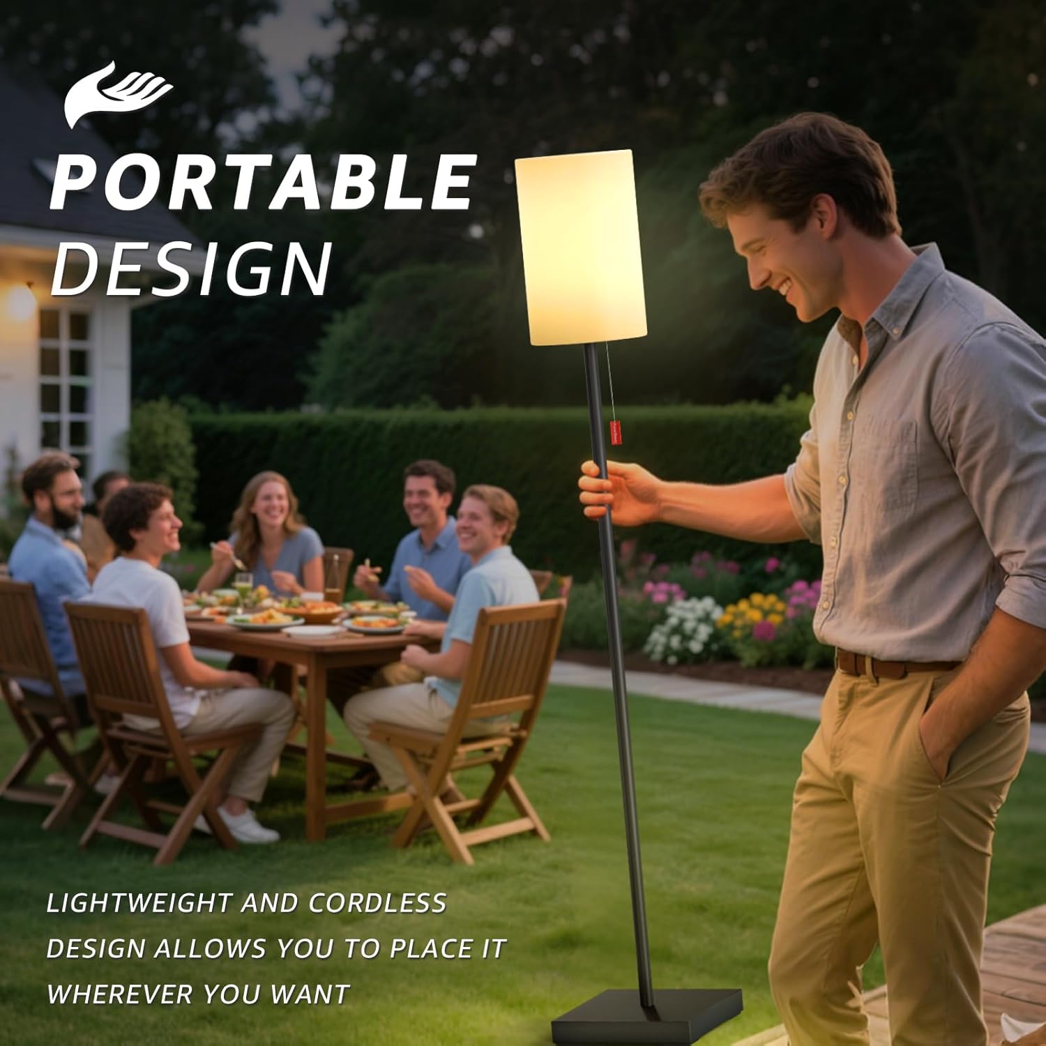 uuffoo Solar Floor Lamp Waterproof Rechargeable Cordless Outdoor Floor Lamps 8 Colors Changing with Remote Light Sensor Auto On/Off for Indoor Outdoor Home Garden Patio (C)