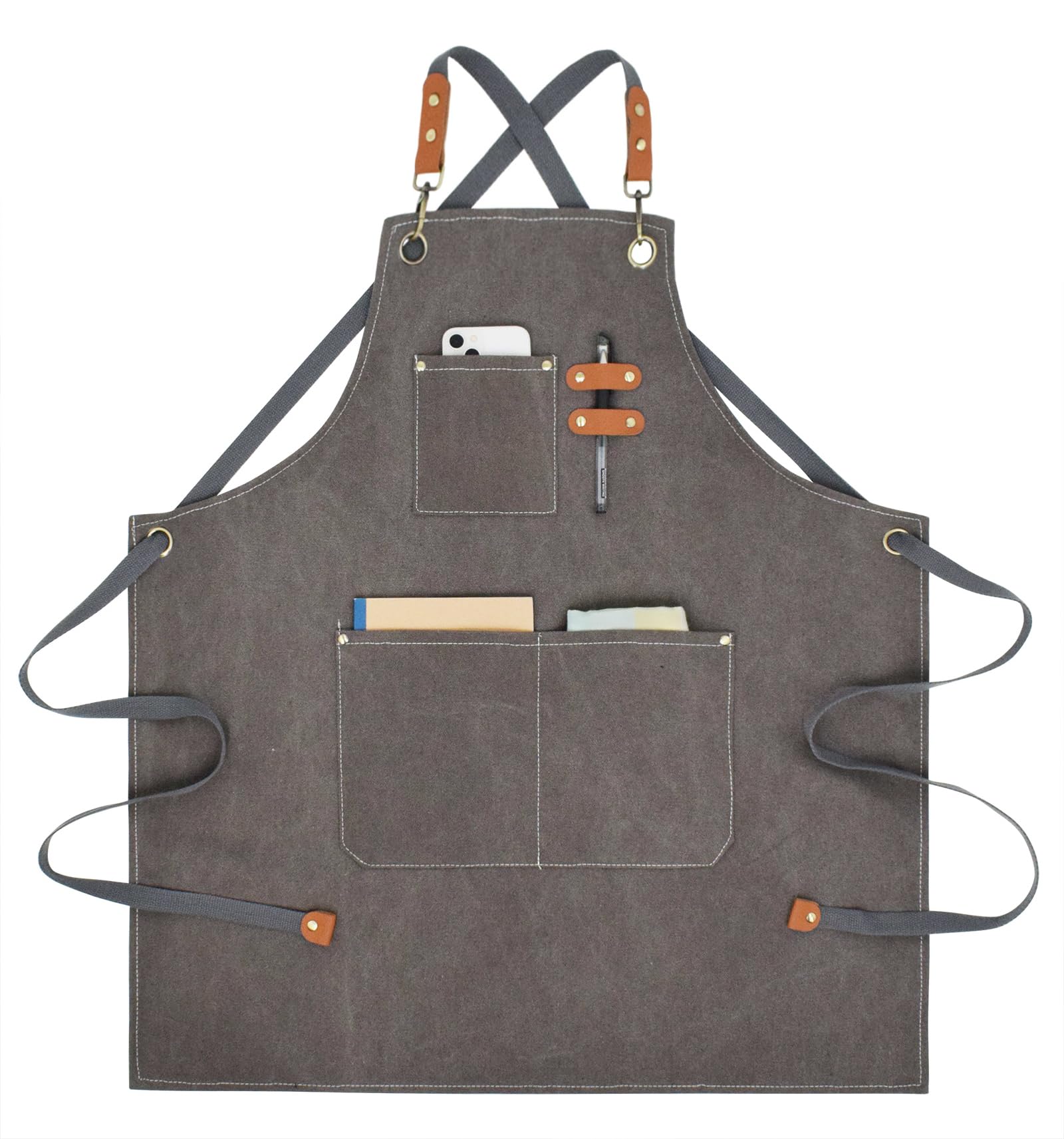 Nanxson Canvas Work Aprons for Men with Pockets Tool Apron for Gardening Restaurant Chef Apron, Grey