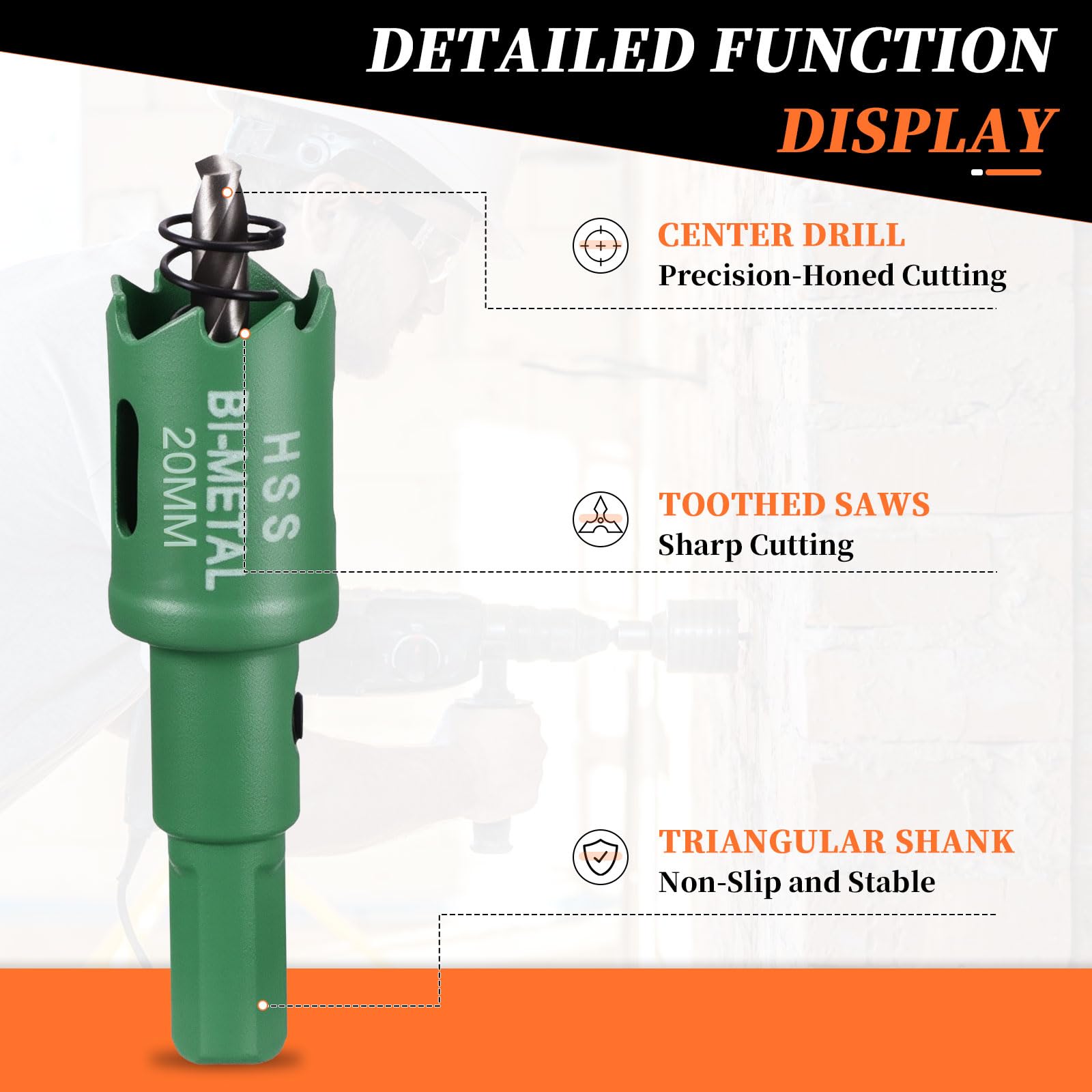 METALLIXITY Bi-Metal Hole Saw 25/32", M42 HSS Circular Head 20mm Hole Cutter with Center Drill Bit - Image 3