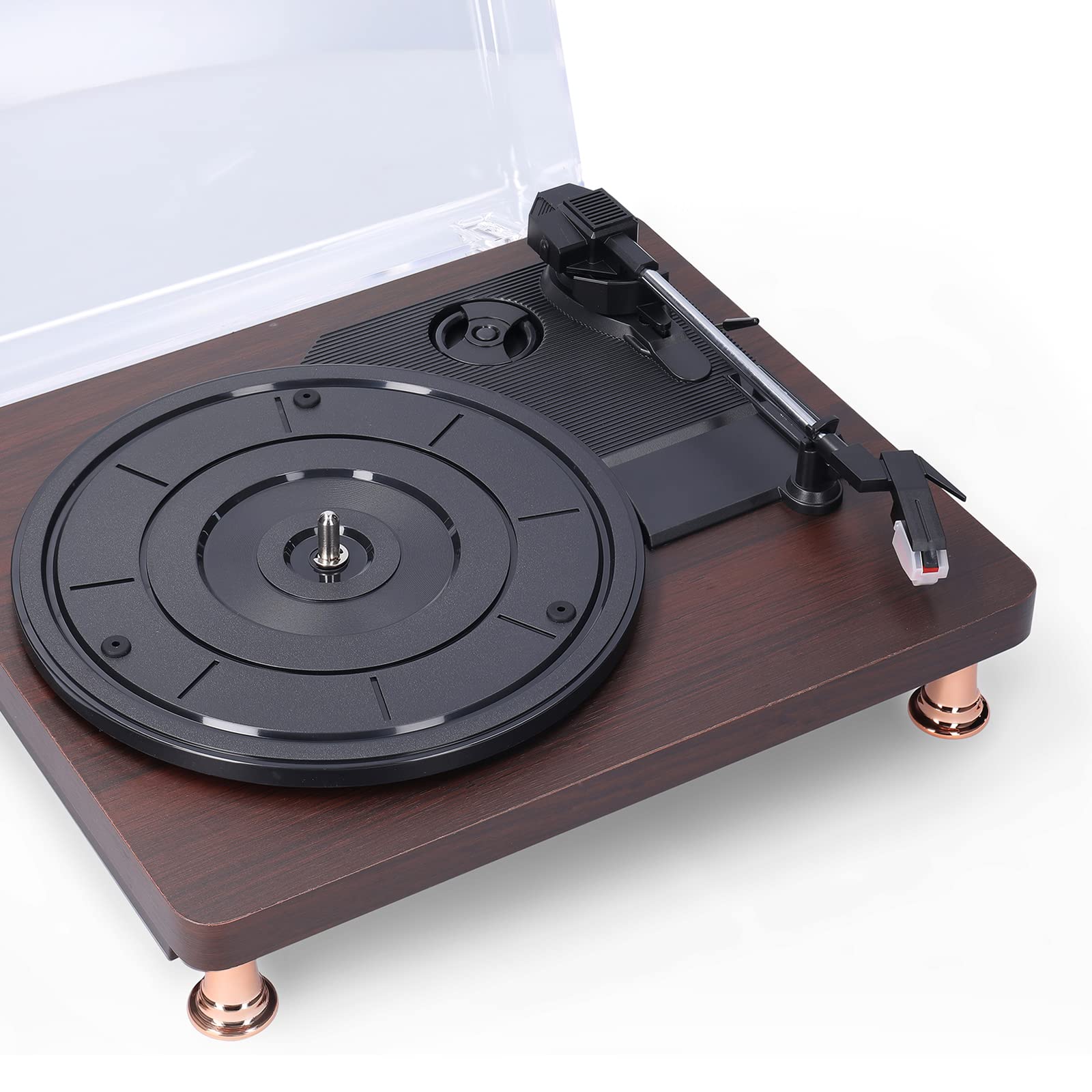 KANBUN Grammofono Giradischi Bluetooth Giradischi a 3 velocità Altoparlanti Stereo integrati Ingresso Aux-in Uscita Digitale USB Testina Magnetica Adatta per Dischi in Vinile da 7" 10" 12"