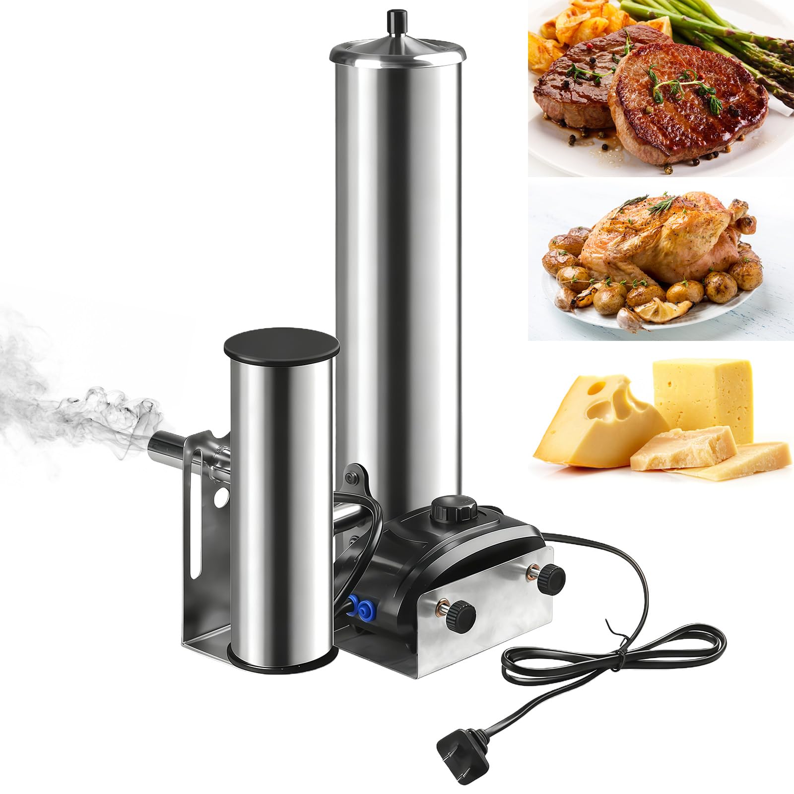 Generador de humo frío de acero inoxidable, eléctrico con bomba, horno de ahumar portátil eléctrico para ahumar alimentos y carne, generador de humo para barbacoa