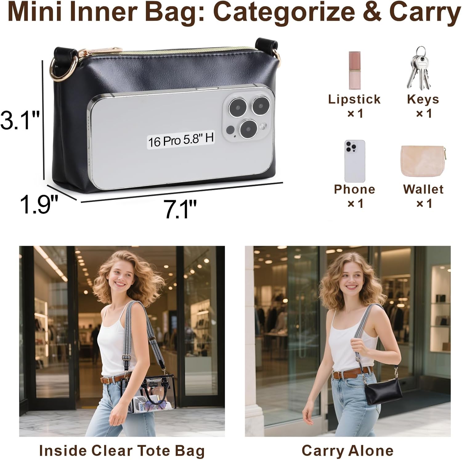 PACKISM Clear Tote Bags for Women - Clear Bag for Stadium Events with Privacy Inner Bag for Sport Events Concerts Festivals - Image 4