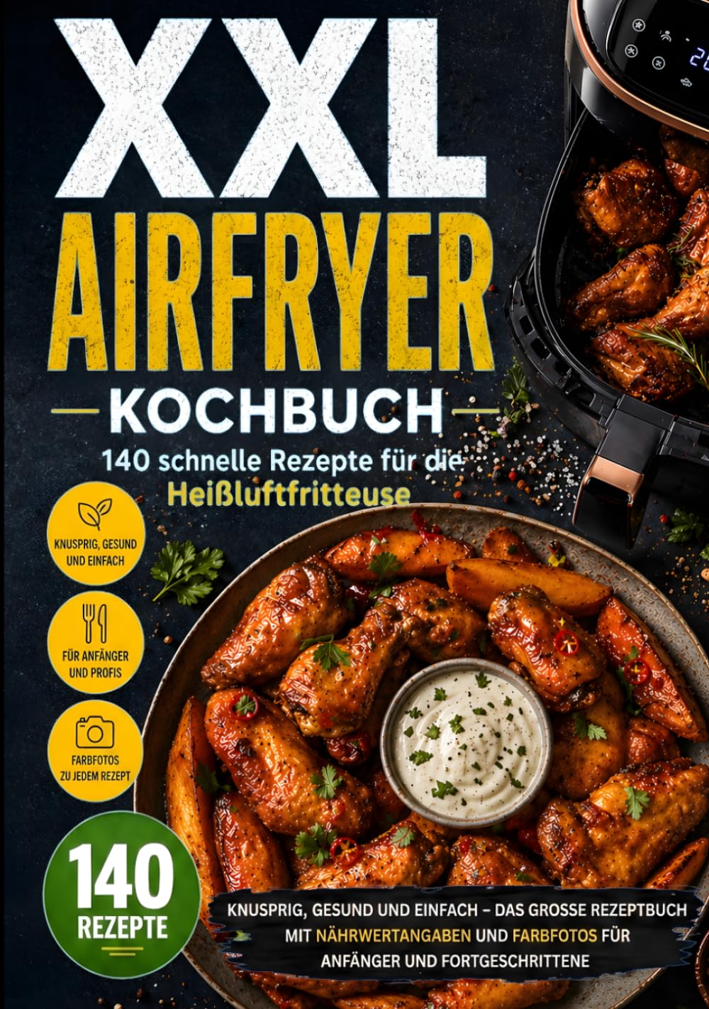XXL Airfryer Kochbuch: 140 schnelle Rezepte für die Heißluftfritteuse: Knusprig, gesund und einfach - Das große Rezeptbuch mit Nährwertangaben und ... und Fortgeschrittene (XXL Kochbuch-Reihe)