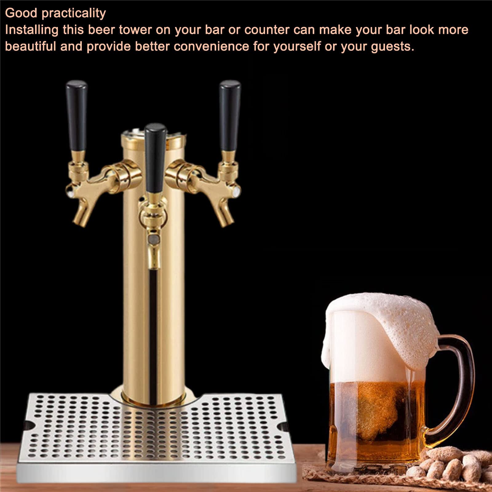 Torre Kegerator per birra, in acciaio inossidabile, design resistente a tre rubinetti, per gli appassionati di birra casalinga
