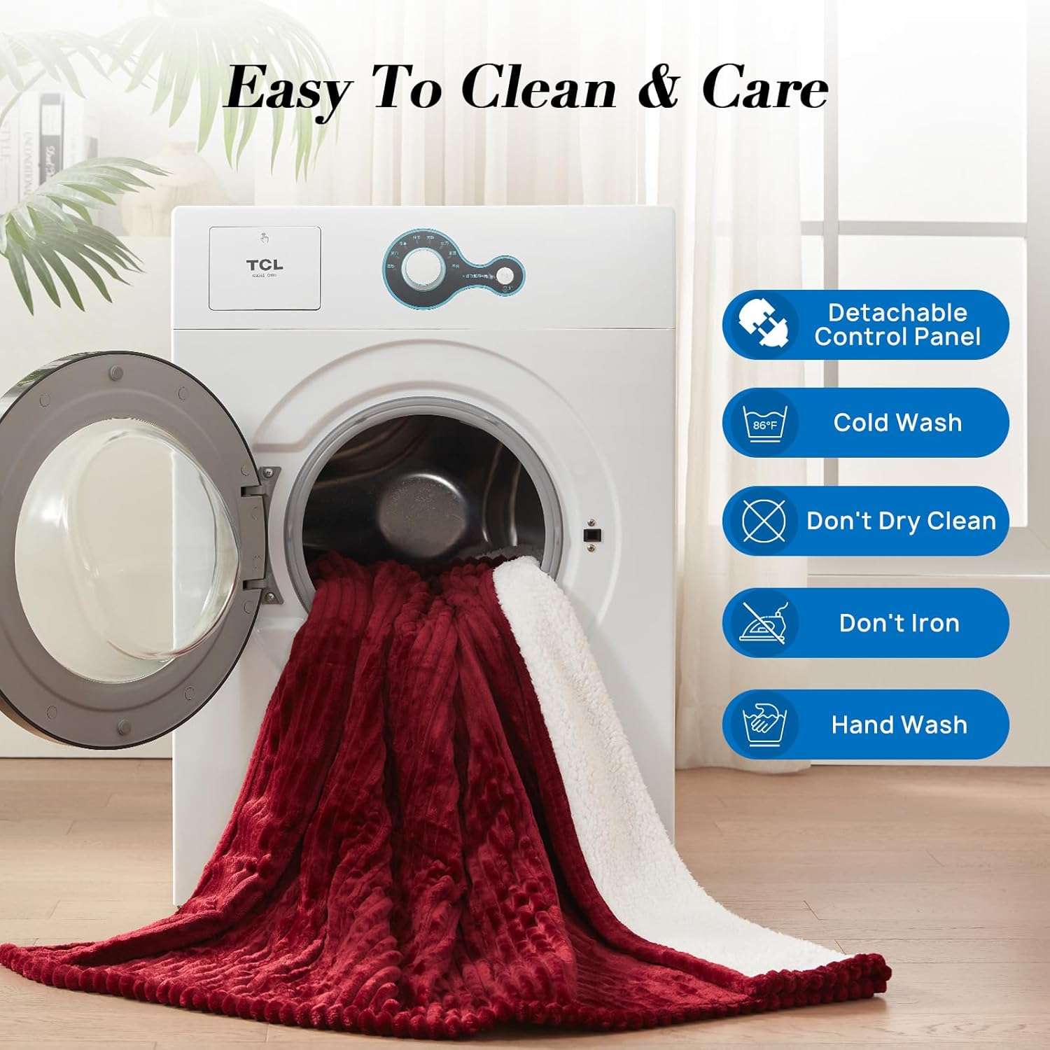 Westinghouse Heated Throw Blanket, Soft Flannel Sherpa Electric Blanket with 6 Heating Levels & 2-10 Hours Auto Shut Off, Fast Heating & ETL Certification, 50x60 Inch, Red - Image 8