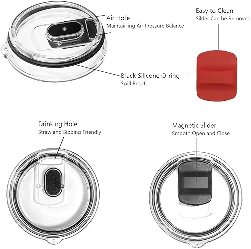 Miniatura 4 de Paquete de 3 tapas magnéticas para vaso de 30 onzas con 3 deslizadores magnéticos de repuesto compatibles para YETI Rambler, Ozark Trail, Old Style