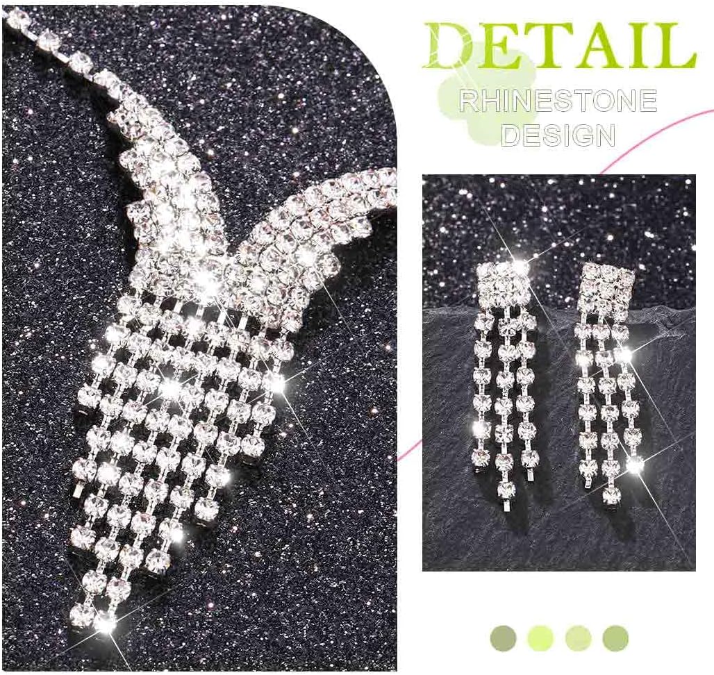 TWINKLEDE Rhinestone Necklace Jewelry Set Sparkly Necklace and Earrings Prom Wedding Jewelry Sets for Women - Image 6