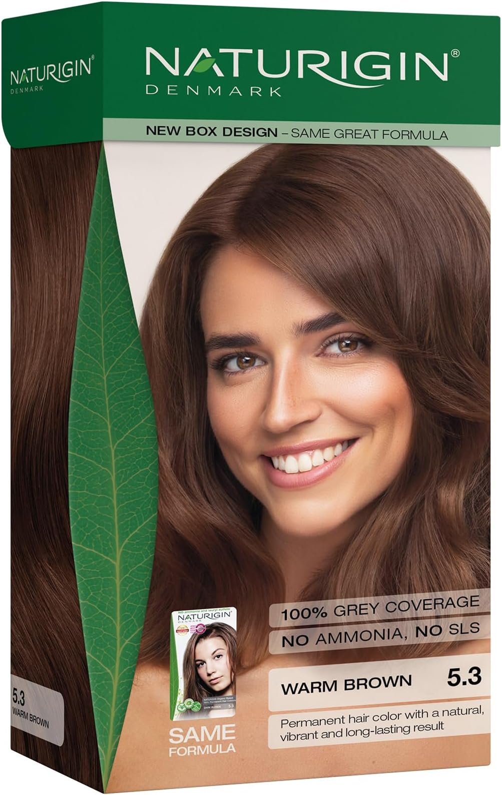NATURIGIN Warm Brown Hair Dye 5.3 | Permanent Hair Colour with Natural Ingredients | Ammonia Free | 100% Grey Coverage | Vegan | Sun-Kissed Golden Brown Colour | Natural Multidimensional Glow