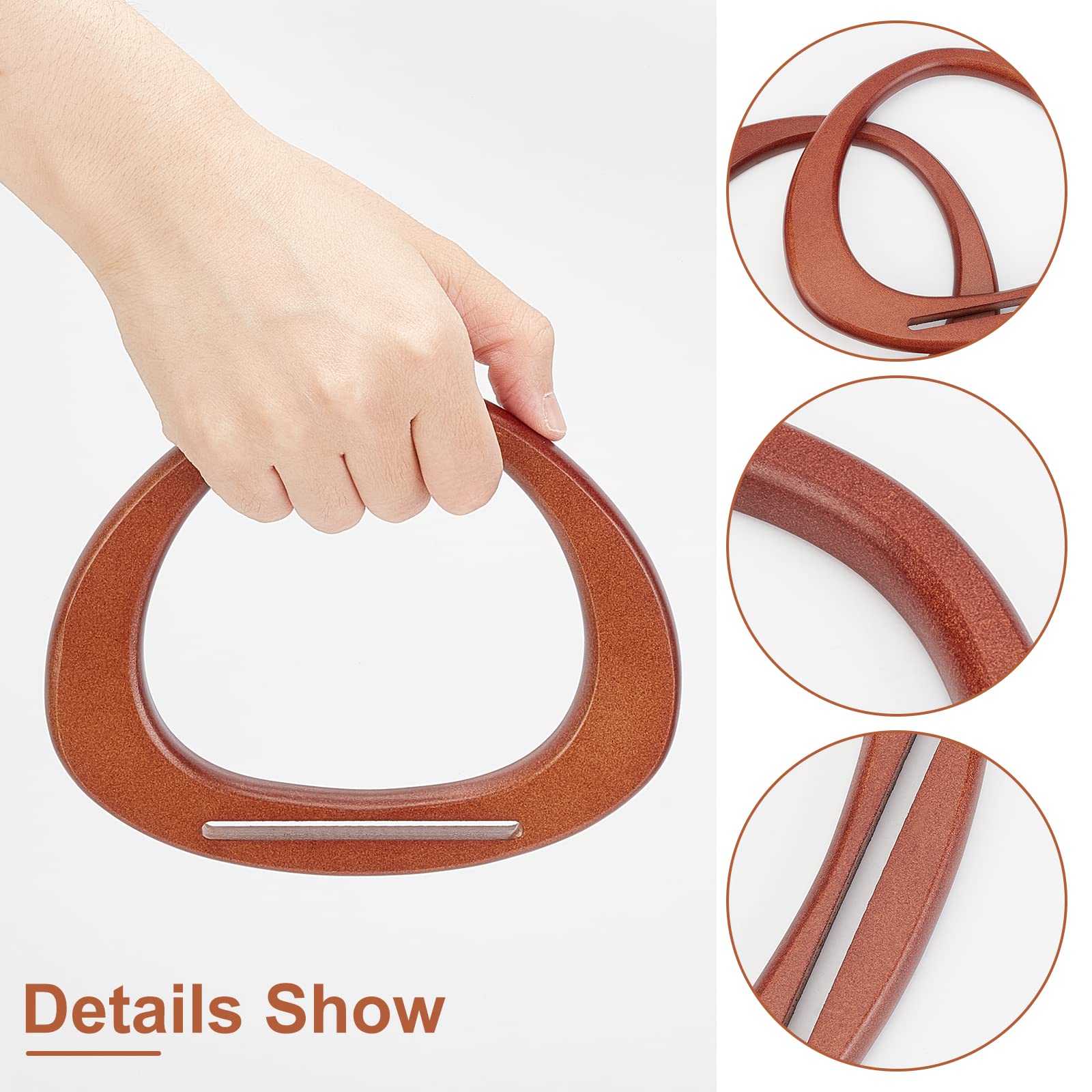 WADORN 2 Uds Asas De Madera Para Monedero, Asas De Madera Ovaladas De 15.2cm, Asas