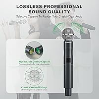 Vista 3 de Phenyx Pro Micrófono inalámbrico profesional, micrófono dinámico UHF de 561.6 MHz, micrófono inalámbrico de metal, transmisor de micrófono de mano