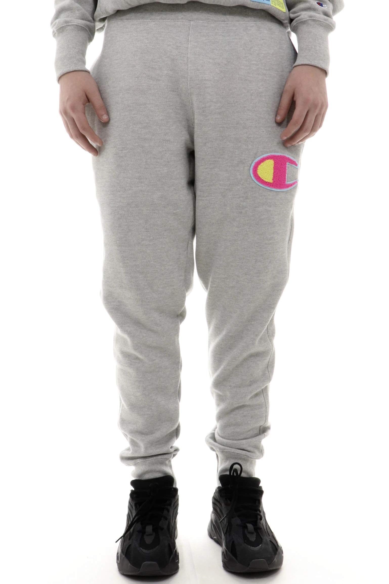 Champion Men's Reverse Weave Pop Color Jocktag Chenille C Logo Jogger Pants (Oxford Gray, X-Large)