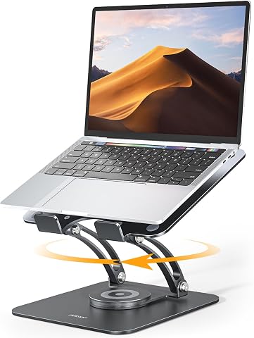Nulaxy 360° Rotating Ergonomic Laptop Stand for Desk, Dual Foldable Design