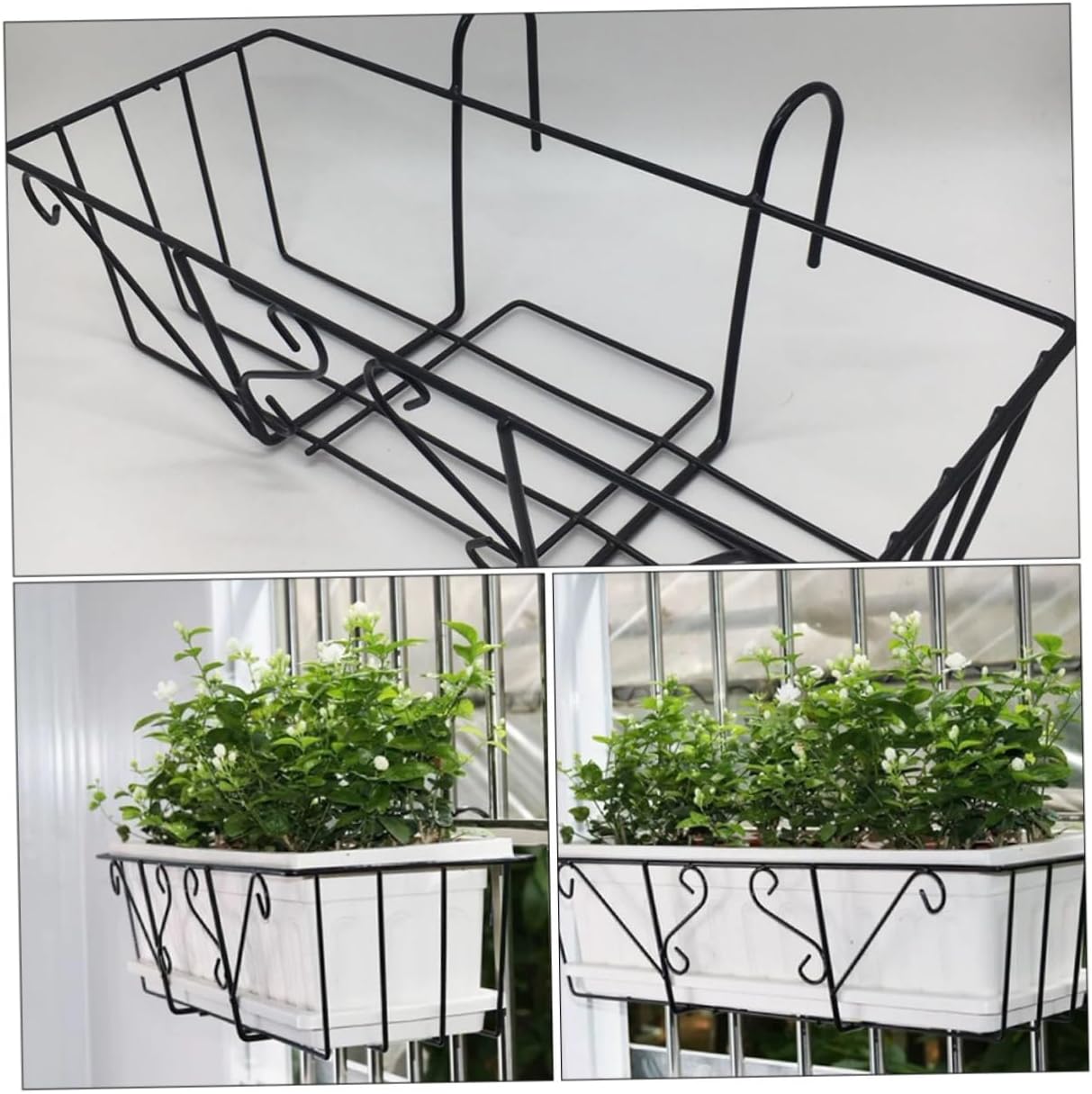 SUPVOX 2Pcs Durable Balcony Flowerpot Rack Premium Hanging Plant Stand for Railing Display Sturdy Flowerpot Bracket for Orchids Other Plants Long